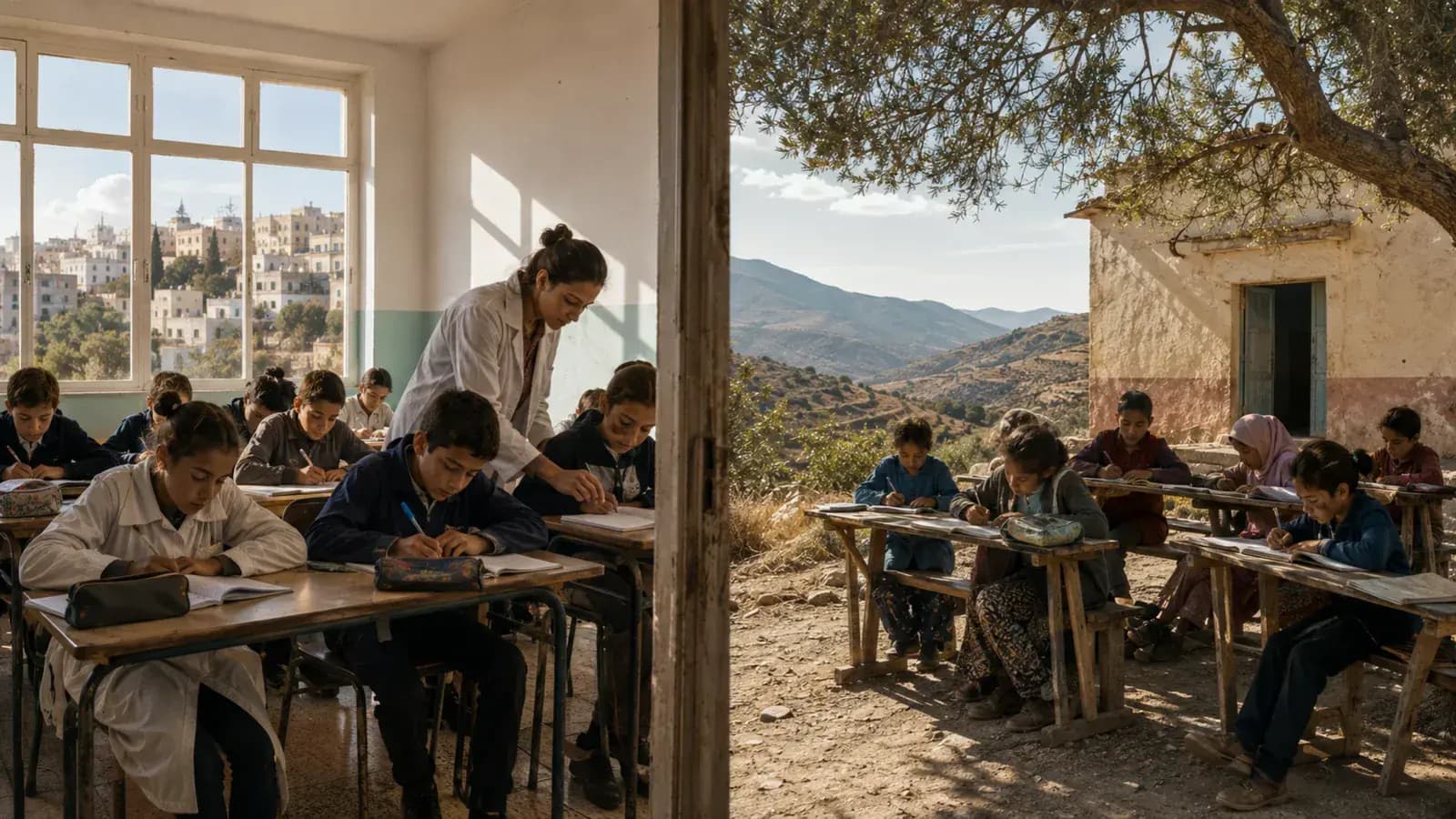 Illustration éditoriale sur l'école et les réformes éducatives en Algérie